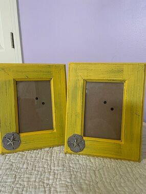 Yellow Coastal Sand Dollar Picture Frame - Set of 2 new 4x6 print
